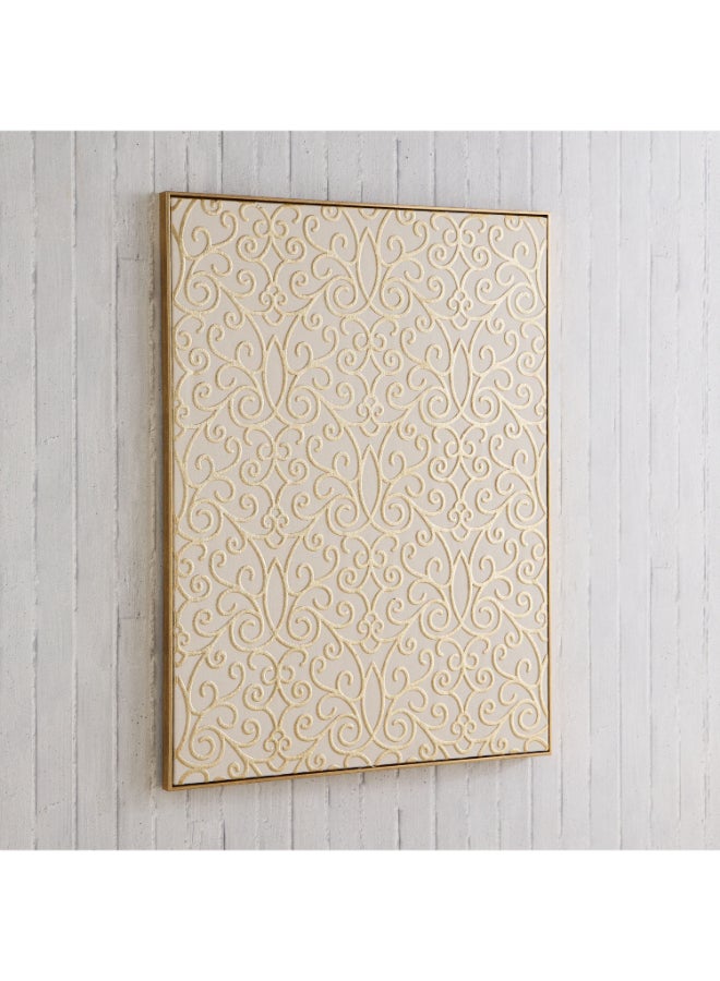 Home Box Traditional Framed Canvas Wall Art - Gold and Cream - Image 1